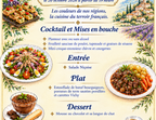 Photo Punch planteur et mise en bouche, Salade Niçoise, Estouffade de boeuf bourguignon, pommes de terre et ses légumes, Mousse au chocolat et sa langue de chat, Café ou thé et son sablé diamant - Cuisine Mode d'Emploi(s) - Le Safran
