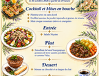 Photo Punch planteur et mise en bouche, Salade Niçoise, Estouffade de boeuf bourguignon, pommes de terre et ses légumes, Mousse au chocolat et sa langue de chat, Café ou thé et son sablé diamant - Cuisine Mode d'Emploi(s) - Le Safran
