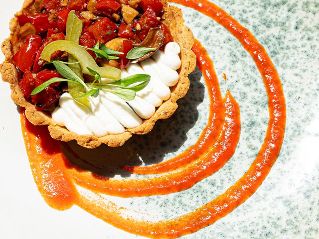 Tartelette aux poivrons & salsa macha
