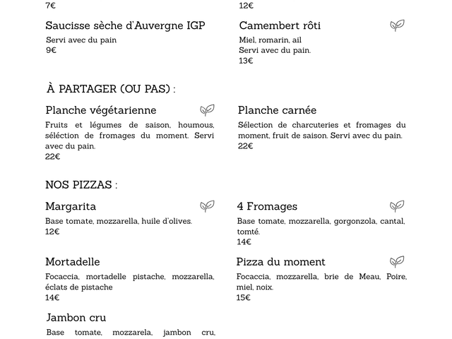 Le Bar Fondamental - L.B.F. - Pigalle Menu
